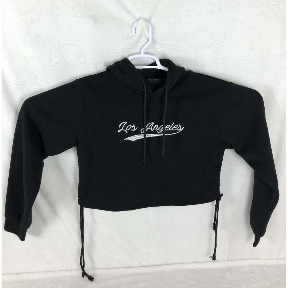 rue21 Hoodie Womens Medium Los Angeles Cropped Pullover Drawstring Sweatshirt